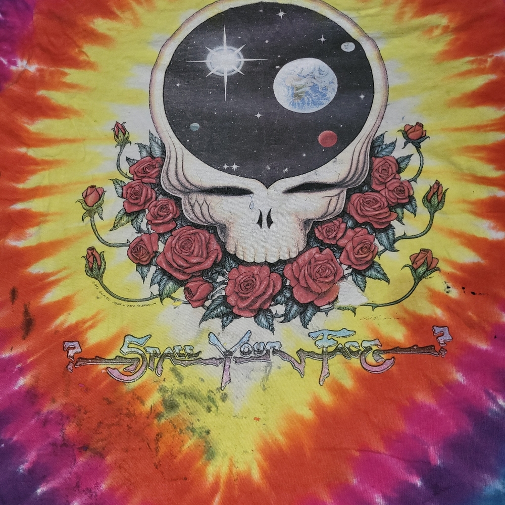 Vintage 1992 Greatful Dead Space your face t shirt sz L Thrashed - Picture 2 of 6
